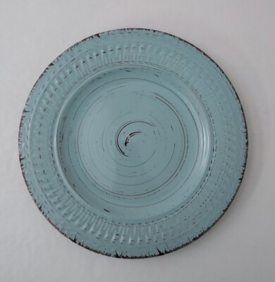 Home Essentials Cosenza 8.5'' Salad Plate Turquoise Aqua & Brown Replacement NEW