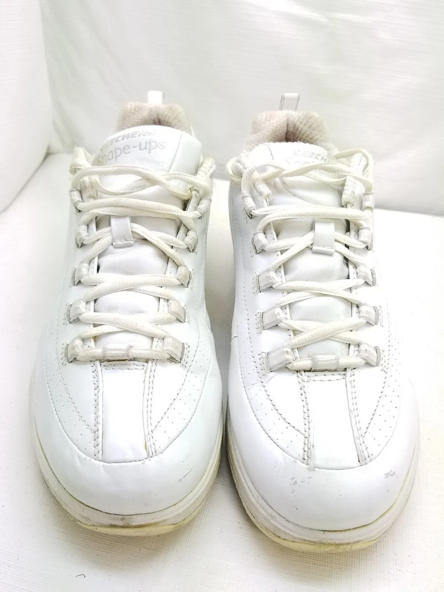 SKECHERS WORK WOMEN S 9M WHITE LEATHER NON SLIP WALKING WORK SHOES