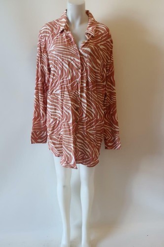 WOMENS ELLEJAY "SABRINA" BROWN/PINK/WHITE ZEBRA SHIRT DRESS SZ XS*