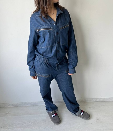 Women's Rare APC Denim Jumpsuit Overalls Jacket Blue Size M - Picture 5 of 13