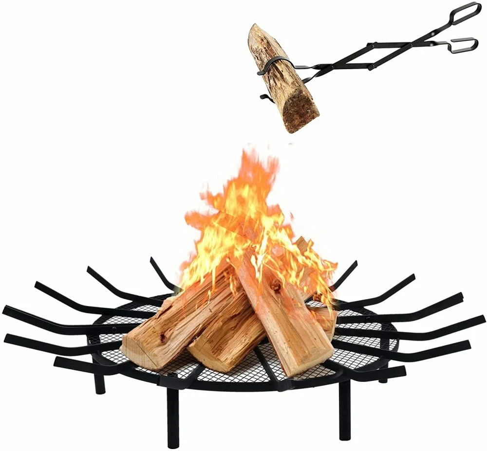 24-40 in Firewood Grates Fire Pit Log Round Fire Pit Wheel Heavy Duty with  Tongs | eBay