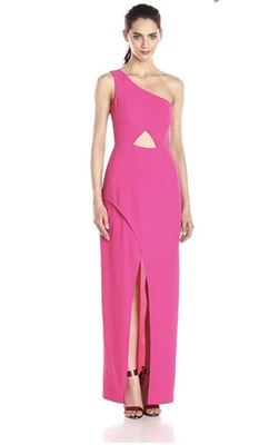 BCBG MaxAzria Kauri One Shoulder Hot Pink Maxi Dress- Sz-4~ Beautiful~ | eBay