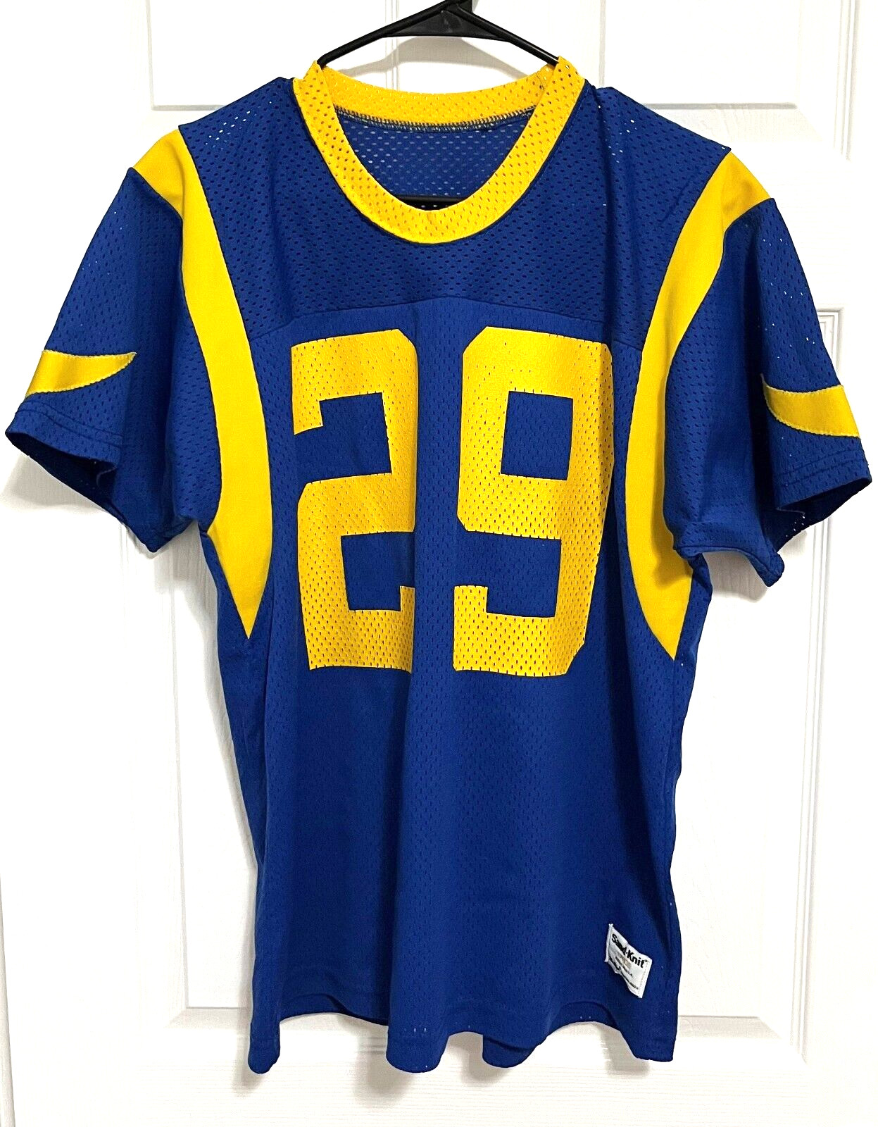 ERIC DICKERSON 29 Los Angeles Rams Men Nylon 80s Football Jersey L Sand Knit USA