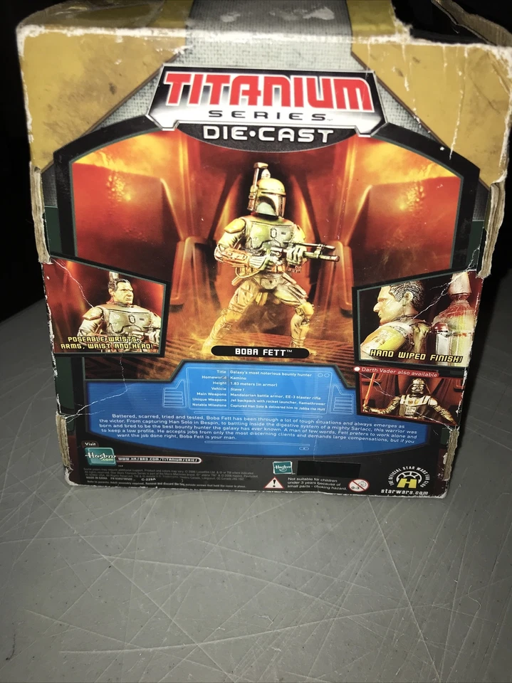 STAR WARS TITANIO FUNDIDO A PRESIÓN: BOBA FETT (ACABADO PLATEADO VINTAGE) Caja dañada Foto 2 de 2