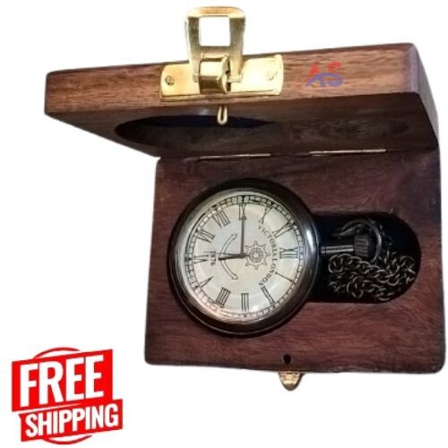 Cadena de reloj de bolsillo con caja totalmente hecha en madera estilo náutico regalo perfecto - Imagen 2 de 8