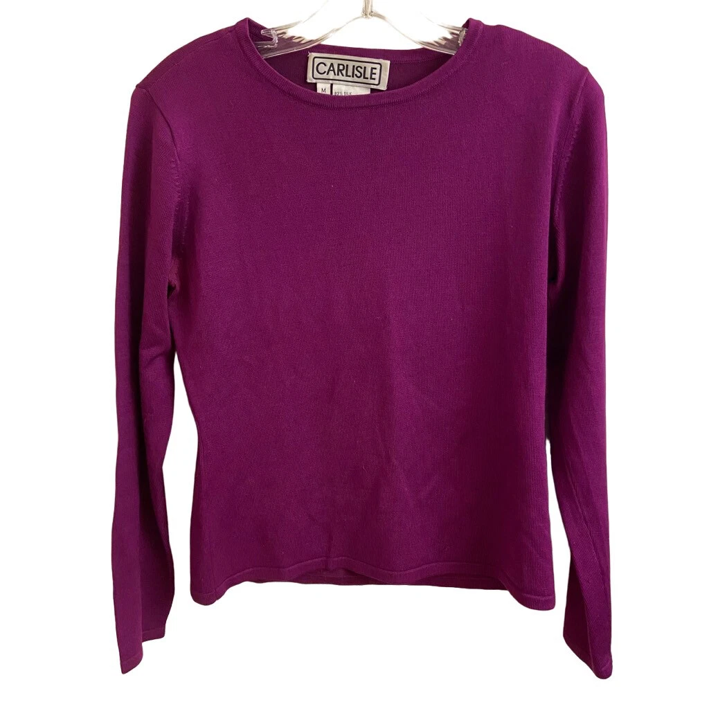 Vintage Carlisle Magenta Purple Lightweight Sweater Silk Blend Medium