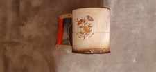 Vintage Androck Flour Sifter Made in USA Red Handle Flower Pattern Works