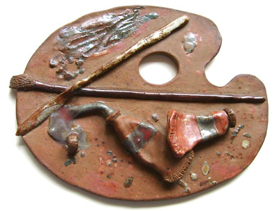 Ceramic Painters Palette - 1985 - Vintage Kiln Fired Pot Pottery Art Sculpture
