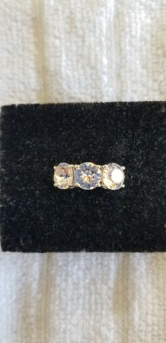 White Crystal Three Stone Ring Size 9