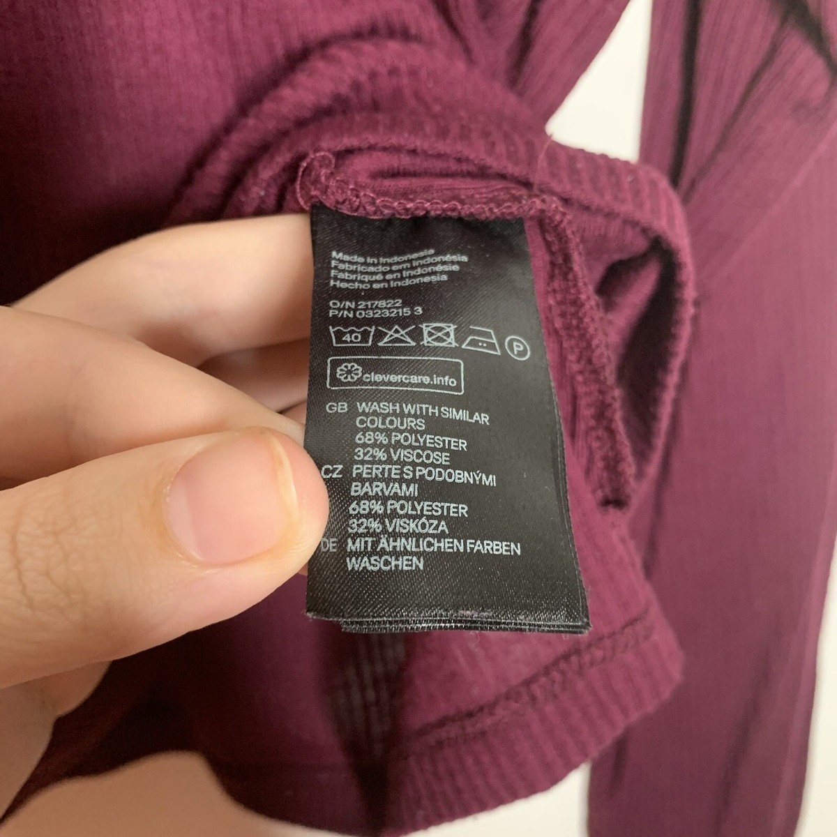 H&M Divided L Maroon Long Sleeve Crop Top Blouse Shirt | eBay