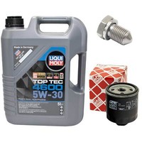 MotoröL Set 5W-30 5 Liter + ÖLfilter + Schraube FüR Seat Toledo Ibiza III 1.6