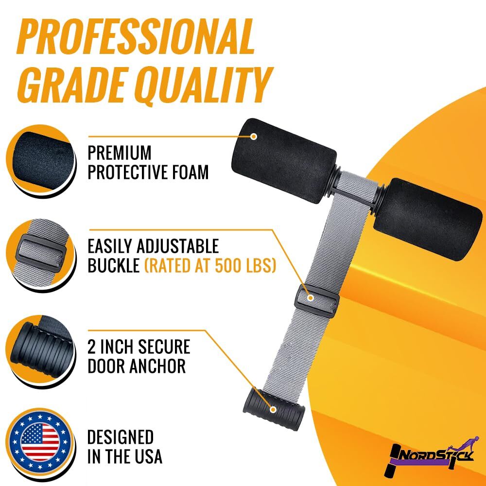 QWORK Sangle Nordic Hamstring Curl Réglable 26-54 Cm - Accessoire Musculation Maison Pour Jambes, Abdos Et Dos