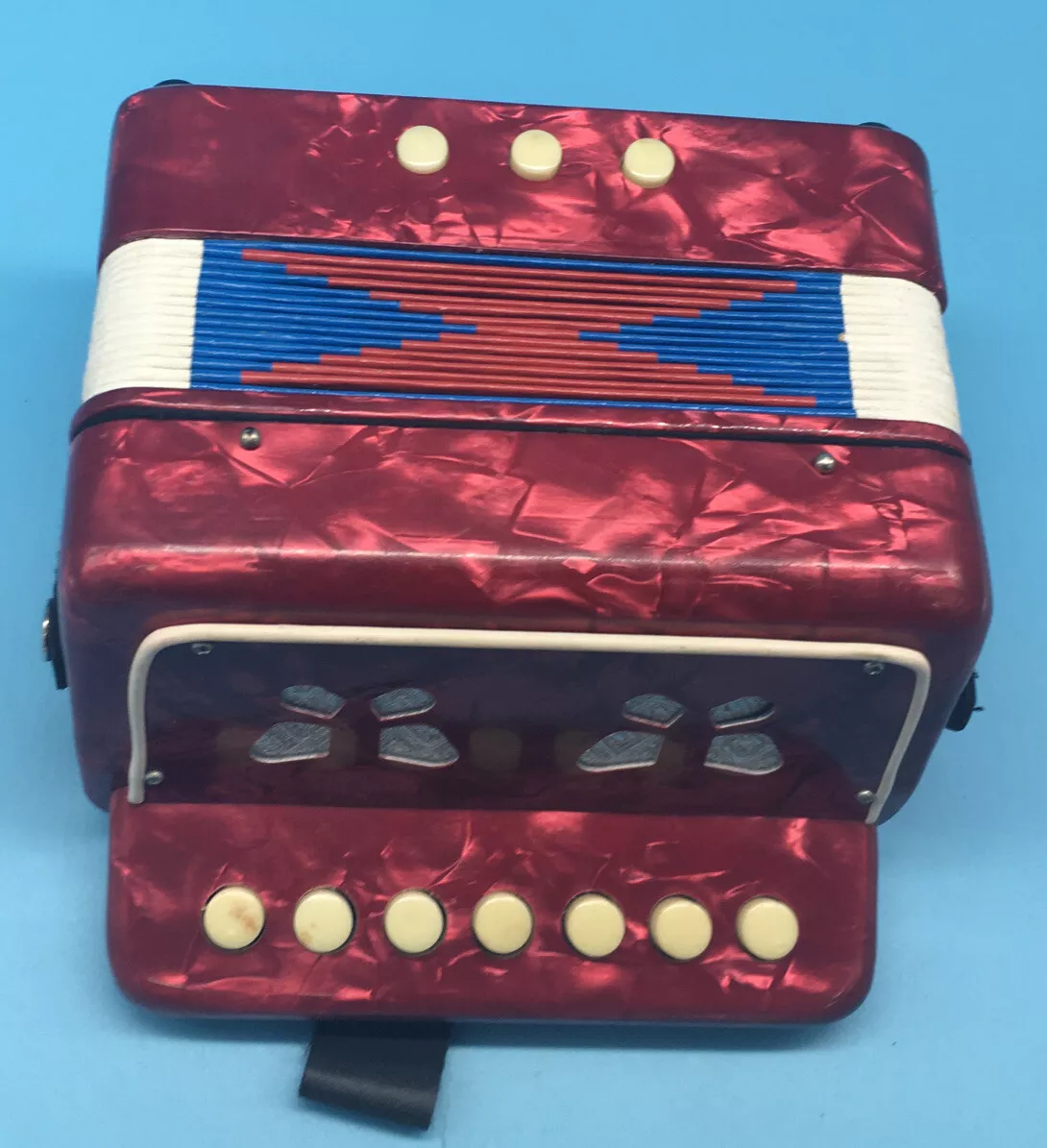 vtg 90s SCHYLLING TOY ACCORDION with Box Kids Air Valve Music Instrument  Folk