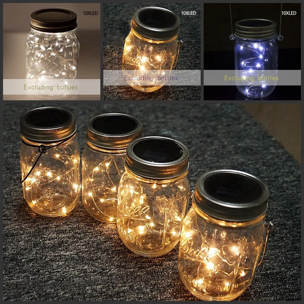LED Solar Mason Jar Light For Garden Fairy String Lights Lantern