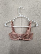 Victoria Secret Women Bra 32D Brown Floral Sheer Underwired Unlined Balconnet