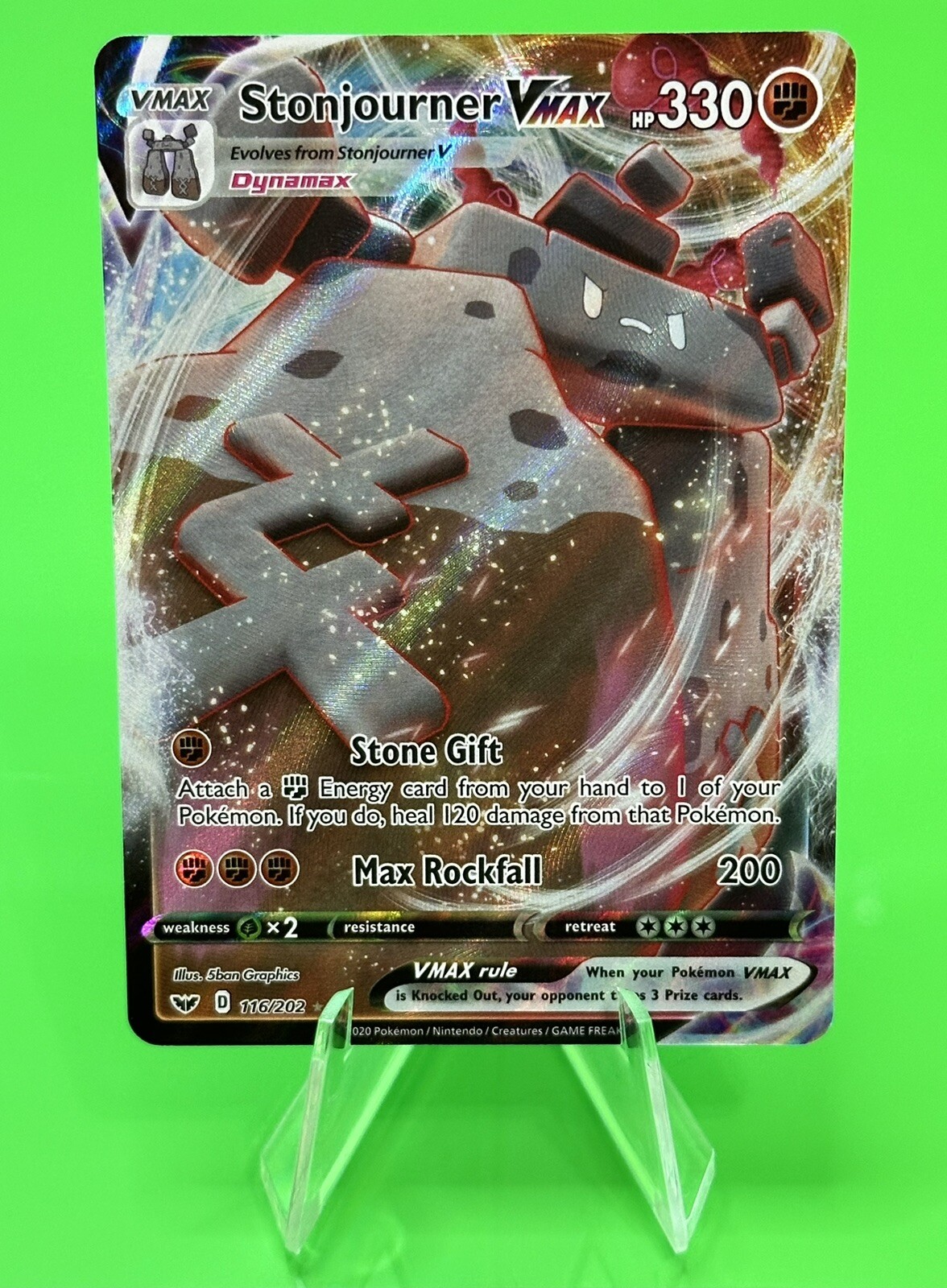 ⭐⭐Pokemon Stonjourner VMAX Sword & Shield Base Set Ultra Rare 116/202 NM!!⭐⭐