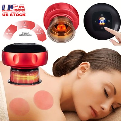 Electric Cupping Massage Suction Vacuum Scraping Therapy Red Light Heat Machine