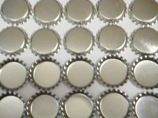 100 1 inch linerless Silver Chrome Bottle Caps for Craft, Necklaces