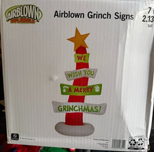 Rare 7' Gemmy Grinch "we Wish You A Merry Grinchmas" Sign New!