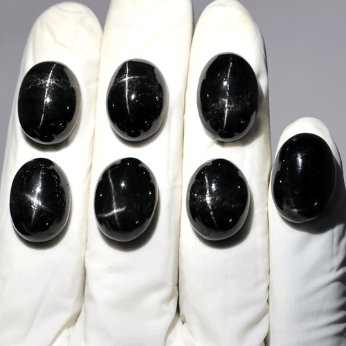 Posten 7 Stck. Natürliche Schwarz Stern Diopsid Hochwertig 17mm-19mm Oval Cabochon Edelsteine - Bild 5 von 12