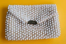 Vintage Women's Hand Made Beaded Snap Coin Mini Purse Wallet 