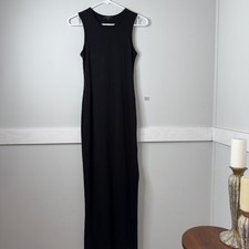 Quince Dress Women XS Black Tencel Jersey Tank Maxi Sleeveless Side Slit