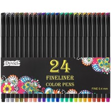 Fineliner Pens, 24 Colors 0.4mm Fineliner Color Pen Set Fine Point Markers Dr...