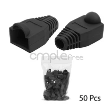 50 pcs Black CAT5E CAT6 RJ45 Ethernet Network Cable Strain Relief Boots NEW