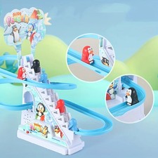 Penguin Race Set Penguin Slide Playset LED Flashing Lights Racing Track Game Set