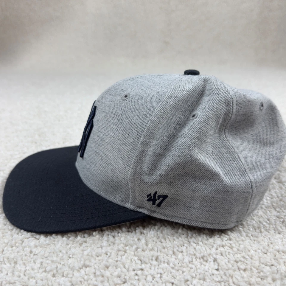 New York Yankees Hat Cap Adult Snapback 47 Brand Gray Navy Two-Tone Men's WOOL - Image 4 of 4