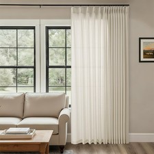 Oatmeal Pinch Pleated Linen Curtains for Living Room Bedroom Light Filtering ...