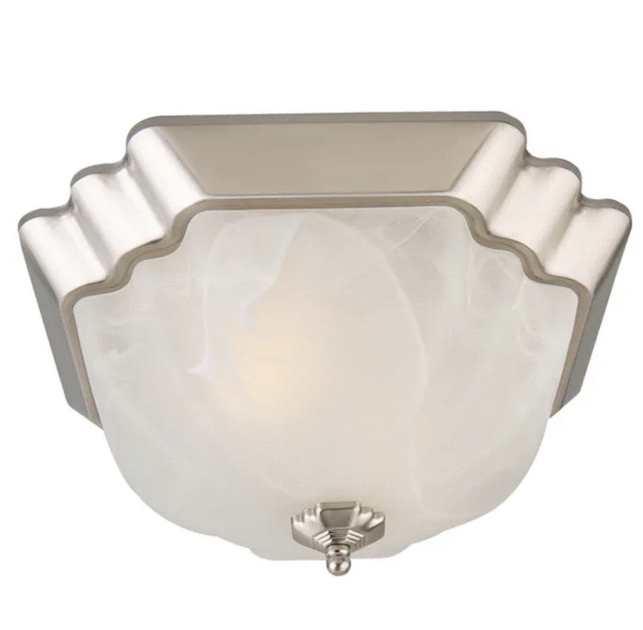 Allen + Roth Flush Mount Ceiling Fixture 13 inch Rynna Brushed Nickel Alabaster