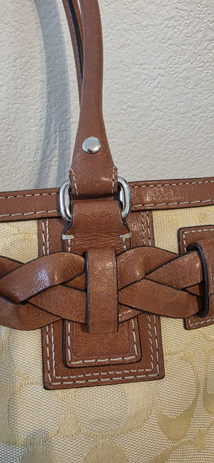 バッグ COACH Hamptons Signature Braided Tassel Coach Hampton