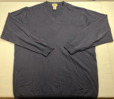 LL Bean V-Neck Men's Sweater 100 Merino Wool Navy Blue XLarge Tall MQ52 Preppy
