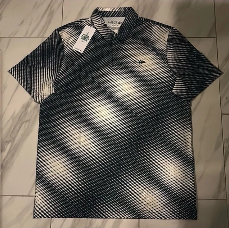 Lacoste Sport Men's Polo T-Shirt Navy Blue White $125 New