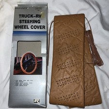 Vintage Truck Van Rv Steering Wheel Cover Tan 1985 Lace On 16-18leather Look