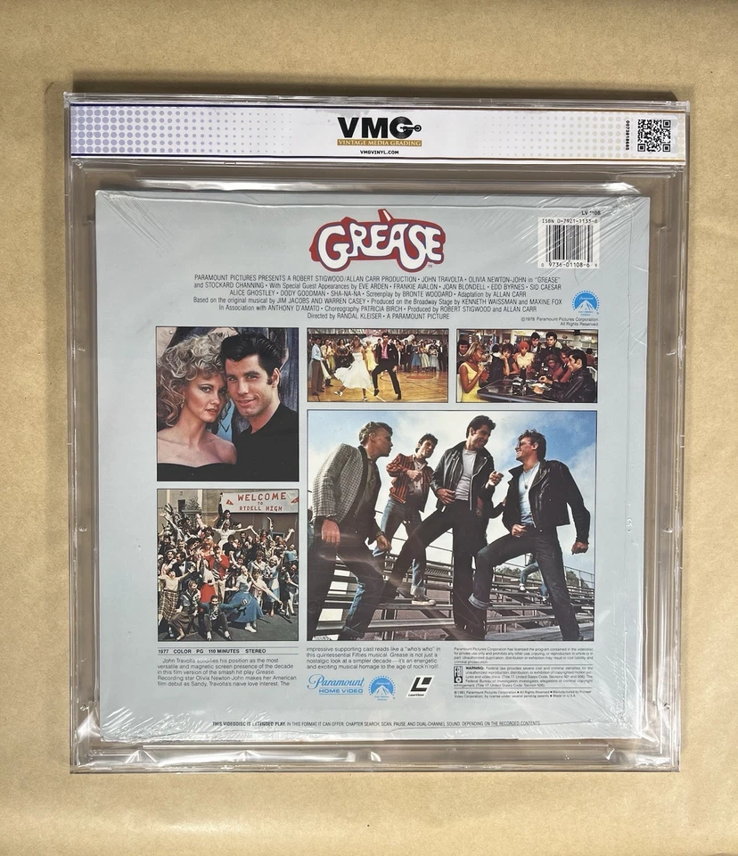 VMG 7.0 Grease 1981 Laserdisc Movie LD John Travolta Sealed Graded - Image 2 of 2