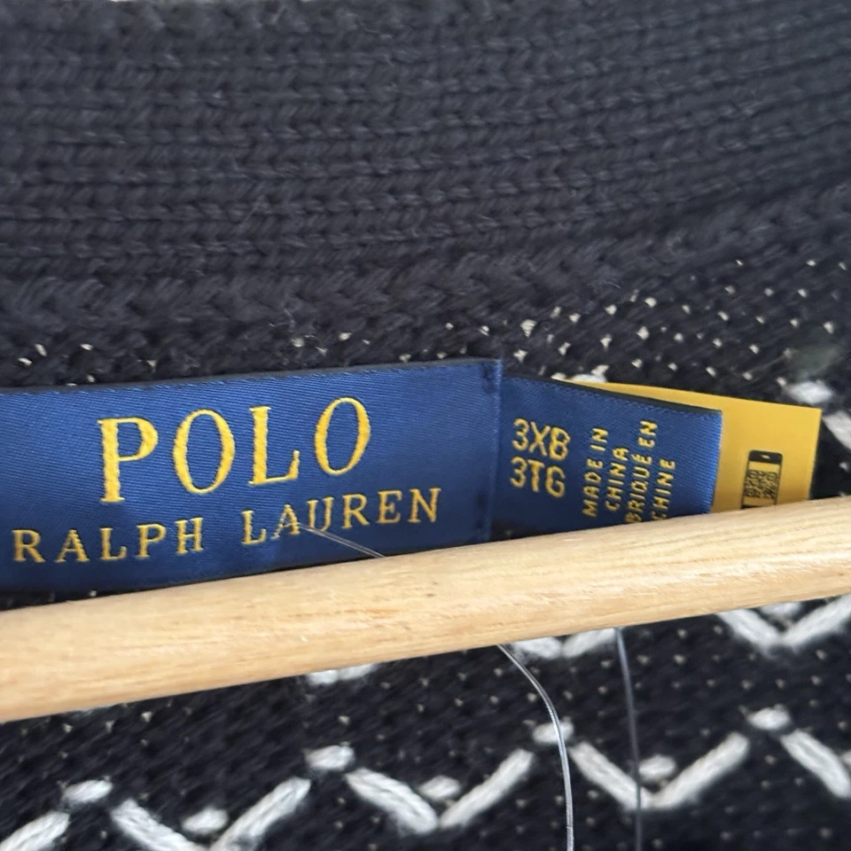 Polo Ralph Lauren Nuevo con Etiquetas Copo de Nieve Negro Algodón Cachemira Fair Isle Cárdigan Hombres 3XB Foto 3 de 4
