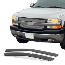 Silver Upper Billet Grill Cover Fits 2001-2002 Chevy Silverado 2500hd3500 Grill