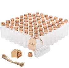 64PCS Cork Stoppers Glass Bottles, DIY Decoration Small Tiny Glass Jars Favor...