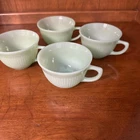 Vintage Anchor Hocking  4 FIRE KING Jadeite Jane Ray Design Tea Cup Ribbed