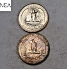 (2) 1946-S Washington Quarter Set/Lot ~ Gem BU Rainbow Toned End Coins (ZQL30)