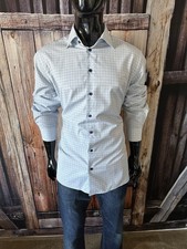 ETON Long Sleeve Light Blue Plaid Brighton Dress Shirt 17 1/2 44 Contemporary