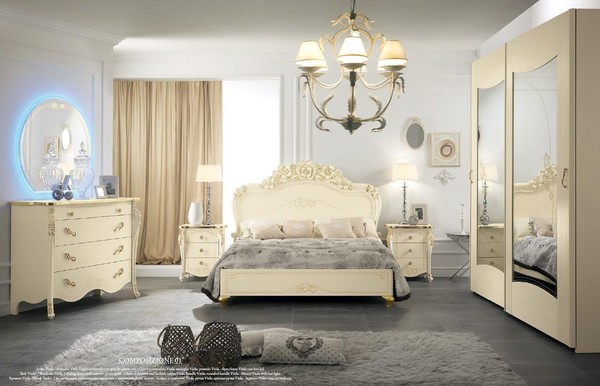 Schlafzimmer Set Bizzotto Bett Nachttisch Kommode Spiegel Kleiderschrank 5Tlg.-image