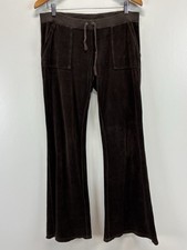 Vtg Y2K Juicy Couture Women's Cocoa Brown Velour Flared Track Pant Size L READ