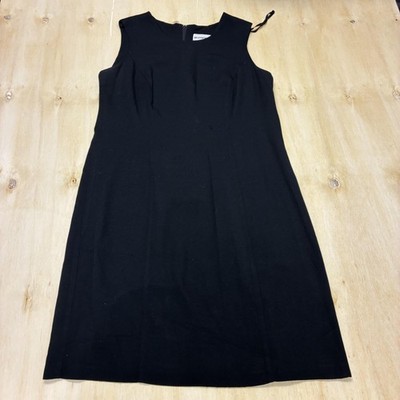 Vintage 90s Perceptions Dress Womens 14 Black Sleeveless Sheath Knee Length Work