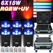 6Pcs LED 6x18W RGBWA UV Battery Powered WIRELESS DMX Par Can Uplighting Up Light