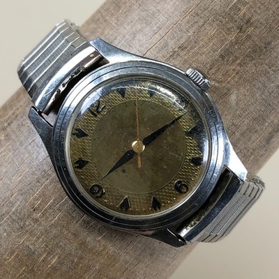 Vintage Unbranded Men Silver Expansion Mechanical Wind 32mm Watch 6 3/4''