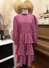 Who What Wear Leopard Print Puff Long Sleeve A-Line Dress Large