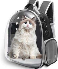 Large Cat Backpack Carrier for Travel and Hiking Pet Bubble Backpack - Black